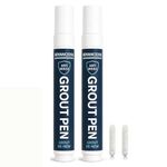 ADVANCEDSIL Grout Pen 2 Pack White Grout Pens with 2 Extra Replacement Tips, Grout Paint Marker for Tile Lines, Grout Whitener and Restorer for Bathroom, Kitchen, Shower, Floor and Wall Tiles