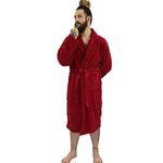 Dudra Luxury Men Women's Bathrobe - 100% Egyptian Cotton Dressing Gown - Terry Towelling Bathrobe – Shawl Towel Robe (Wine, L-XL)