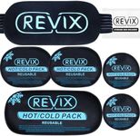 REVIX Ice Packs for Injuries Reusable, 5 Pack Hot and Cold Gel Ice Pack Set for Pain Relief, Swelling, Bruises, Inflammation and Post Surgery Recovery, Adjustable & Flexible for Knees, Back, and Neck