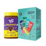 Yogabar Dark Chocolate Peanut Butter And Breakfast Bars Combo, Dark Chocolate Peanut Butter, Breakfast Protein Variety (Almond Coconut, Apricot & Fig, Blueberry, Apple Cinnamon Bars) - 700 Gm