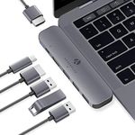 Afterplug 4K60Hz USB C Dual Display Hub Adapter, 6-in-2 Type C Multi-port Dock, with Dual 4K HDMI Ports, 60W Power Delivery, 3 USB 3.0 Ports, for MacBook Pro 2020/2019/2018/2017, MacBook Air 2020/2019