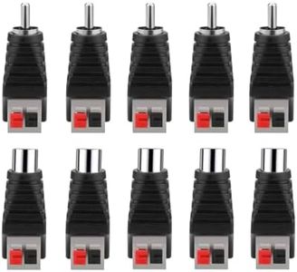 RCA to Speaker Wire Adapter, EIGHTNOO 10pcs Speaker Wire Connector Spring Loaded Terminals Phono RCA to Audio Male Female RCA Connector Adapter Jack Plug