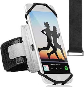 360° Rotatable Sports Running Armband for iPhone XR, XS Max, 8, 8 Plus, 7, 6, Samsung Galaxy A8, S9, S8, S6 Edge, Note, LG; Cell Phone Arm Holder for Men & Women with Free Extender Strap (Reflective)