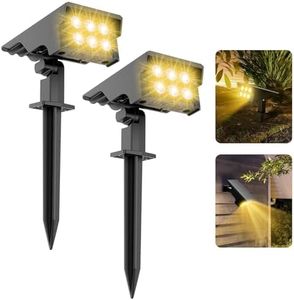 MEIKEE Solar Spot Lights Outdoor, 2 Pack Warm White Solar Landscape Spotlights Dusk to Dawn 3 Modes 3 Brightness Adjustable, IP65 Waterproof Solar Lawn Tree Wall Lights for Patio Driveway Path