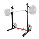 Yes4All Adjustable Barbell Rack, Multi-Function Squat Rack, Weight Lifting Home Gym, Dip Bar Station, Bench Press Rack Stand, Weight Plate Storage, Capacity Up to 550LBS
