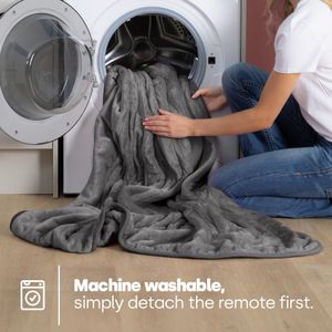 LIVIVO Electric Heated Blanket – Grey Fleece Throw