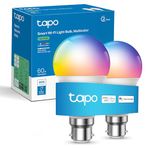 Tapo Smart Bulb, B22 Multicolor Energy Saving Alexa Light Bulbs, 60W, Works with Amazon Alexa and Google Home, Colour-Changeable Smart Light Bulb, No Hub Required Tapo L530B(2-pack)[Energy Class F]