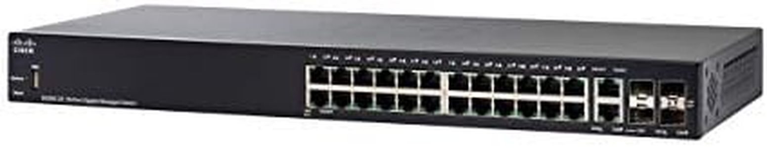 Switch gestito Cisco SG350-28 con 28 porte Gigabit Ethernet (GbE) con 24 porte Gigabit Ethernet RJ45 più 2 slot SFP, 2 porte Gigabit Ethernet combinate, protezione limitata a vita (SG350-28-K9-EU)