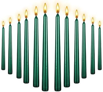 Berkebun Green Taper Candle10 inch -Set of 12 Tapered Candles, Dripless and Smokeless,Long Candle,Tall Candlesticks, Home Dinner, Party, Wedding, Halloween, Churches,Christmas(12pcs, Green)