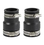 Supply Giant 6I4Jx2 Flexible PVC Reducing Coupling with Stainless Steel Clamps 1-1/2 x 1-1/4 inch Black (Pack of 2)