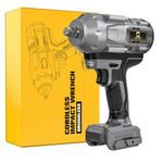 Cerycose Cordless Impact Wrench 1/2 inch for Dewalt Battery, 900Ft-lbs (1200N.m) Brushless High Torque Impact Gun (No Battery)