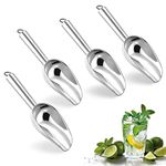 Herogo 3oz Mini ice Scoop Set of 2, Small Stainless Steel Scooper for Candy/Flour/Bean/Pet Food/ Ice Cube, Metal Utility Scoops for Kitchen Bar Party Wedding, Dishwasher Safe & Heavy Duty