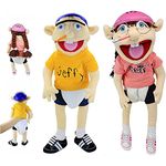 Jeffy Puppet and His Sister Feebee Puppet Plush Toy Doll, Mischievous Funny Puppets Toy Hand Puppet with Working Mouth for Play House, Birthday Christmas Halloween Party Gift for Kid