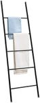 mDesign Metal Leaning Blanket and Towel Ladder - Blanket Ladder for Bedroom and Towel Ladder for Bathroom - Throw/Quilt Display Holder Rack - Nursery Wall Ladder - Omni Collection - Matte Black