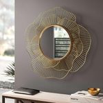 KRAFT VISION Decorative Mirror Wall Mounted Hanging Mirror Sculpture Metal Design Modern Art Mirror Home Decor