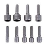 uptodateproducts Alloy Steel 9Pcs 5Mm~13Mm Professional Magnetic Nut Driver Bits Set Metric Socket 1/4" Hex Shank Impact Drill Bit Adapter For Power Tools