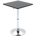 HOMCOM Modern Height Adjustable Counter Bar Table with 360° Swivel Tabletop and Electroplating Metal Base, Pub Desk for Living Room, Kitchen, Restaurant, Pub, Black and Silver