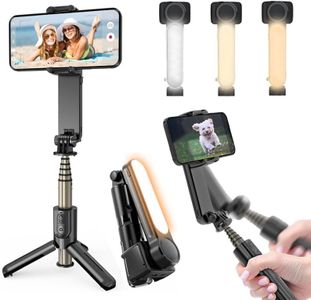 Stabilisateur Smartphone,avec lumière de Remplissage et télécommande, Portable et Pliable, Perche à Selfie à Cardan Portable pour Vidéo Vlog, Compatible avec Android/iOS