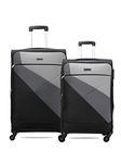 Carriall Vista Black Polyester Luggage Bag for Travel Set of 2 (Large & Medium) | Suitcase for Travel & Business | 4 Spinner Wheels, Anti Theft & Front Pockets | Travel Suitcase for Men & Women
