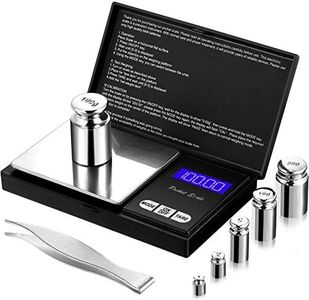 8 Pieces Digital Pocket Scale Set, 100 g 0.01 g Mini Scale Electronic Grams Scale with 1 g, 2 g, 5 g, 10 g, 20 g, 100 g Calibration Weight and Calibration Weight Tweezer for Food Jewelry