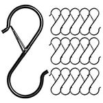 17 Pcs S Hooks for Hanging, Heavy Duty S Shaped Hooks Black, Kitchen Hooks, Closet Rod S Hanger Hooks for Plants, Pots, Towels and Bags, with Safety Buckle Design, 3.5 Inch