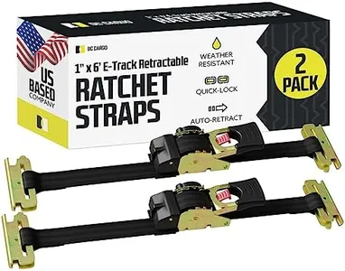 DC Cargo E Track Self Retractable Ratchets Straps Heavy Duty (2 Pack) | 1" x 6' | 500 lbs WLL & 1,500 lbs Break Strength | Essential E Track Accessories for Secure, Safe Transport