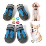 Lyneun Dog Boots Paw Protector, Reflective Straps Anti-Slip Dog Shoes for Injured Paws, Breathable Dog Boots for Injured Paws, Waterproof Dog Walking Boots for Small Medium Large Dog (05, Blue)