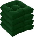 LOVTEX Indoor/Outdoor Tufted Seat Cushions for Patio Furniture Set of 4, 19x19 in Green Outdoor Chair Cushions - Overstuffed Patio Furniture Cushions for Wicker Chair with Round Corner