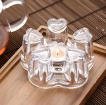 Jinelza Candle Stand Tea Pot Heating Warmer Base Teapot, Tea Warming Stand Glass, Teapot Warmer Base for Coffee Water Milk Beverage Accessories, Kettle Teapot Warmers Transparent - 1 Piece