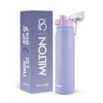 MILTON Reva 1000 ISI Certified Stainless Steel Water Bottle with Twin Lid Sip or Gulp, 1 Litre | Single Wall, BPA-Free, Leakproof | Sturdy Handle | Ideal for Home, Office, Gym & Travel, Purple