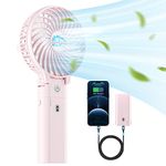 HandFan 5200mAh Handheld Fan 3 Speeds,Portable 180°Foldable Battery Operated Power Bank Function & Desktop & Rechargeable Personal Fan 3-in-1Strong Airflow for Outdoor Camping Stroller
