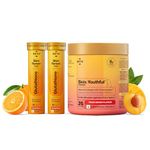 Setu Skin Renew Glutathione Fizz 30 Tablets for Skin Glow & Brightness with Skin Youthful Marine Collagen Powder (Peach Mango,250 g) | Fight Fine Lines & Wrinkles | Powered by Master Antioxidant Glutathione | Promotes Radiant Skin | Skin Supplements for Women & Men (Combo Pack)