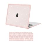 MOSISO Compatible with MacBook Air 13 inch Case 2022-2018 Release A2337 M1 A2179 A1932, Anti-Cracking&Anti-Fingerprint Heavy Duty Glitter Plastic Hard Case with TPU Bumper&Keyboard Cover, Pink