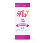 Flo Organic Bamboo Leakproof, Highly Absorbent Slim Panty Liners - Unwrapped - Biodegradable & Cruelty, Plastic & Vegan Free - 24 Pack