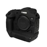 STSEETOP Camera Case for Canon R3 - Protective Silicone DSLR Skin Cover, Detachable Cage, Shockproof, Dustproof (Black)