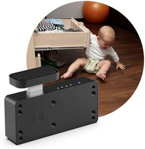 Drawer Lock RFID Card NFC Hidden Cabinet Lock for Kitchen Pantry Furniture eLinkSmart Cupboard Door with Bluetooth APP Child Safety No Drilling Required Black