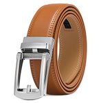 SENDEFN Men's Leather Belt 1 3/8" Automatic Ratchet Buckle Slide Belt for Dress Casual Trim to Fit with Gift Box