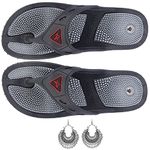 Super India Store Acupressure Slippers Sandals (Unisex) for Pain Relief & Total Health Care (Gh-01- Grey -Size-09)