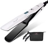 CkeyiN Hair Straighteners Wide Plates, Tourmaline Ceramics Professional 1.8 inch Flat Iron with LCD Display 12 Speed Temperature Control, Dual Voltage PTC Fast Heating Straighter