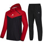 HOTSUIT Sauna Suit Men Weight Loss Jacket Pant Gym Workout Sweat Suits, Red, XL