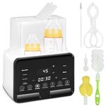 Baby Bottle Warmer, 9-in-1 Double Bottle Sterilizer with LCD Display, Preset Heating & Defrost Bottle Warmer with Night Light, Breastmilk or Formula Warmer with Accurate Temperature Control, BPA-Free