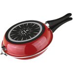 MAGEFESA 9.4" Double Sided Frying Pan – Perfect for Spanish Tortilla & Frittata, Non-Stick, Vitrified Steel, Induction Compatible, Dishwasher Safe, Red