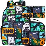 Boys Backpack, 16” Kids Dinosaur Preschool Bookbag and Lunch Box for Kindergarten Elementary