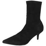 LoudLook Ladies Ankle Boots Womens Mid Kitten Heel Pointed Toe New Comfy Sock Shoes Size 8