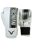 Invincible Tejas Fitness Training Synthetic Leather Boxing Gloves for Men & Women (White-Black, 8 OZ)