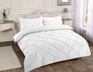 RAYYANLINEN 3PCs PINTUCK PLEATED DUVET COVER BEDDING SET WITH PILLOWCASES (White, KING)