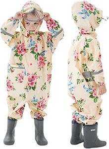 ZiweiStar Unisex Toddler baby Boys Girls Waterproof Rain Suit Sets Kids One Piece Rain Coat Coverall Hooded Jumpsuit 1-10 T