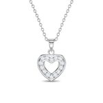 925 Sterling Silver Clear Cubic Zirconia Tiny Open Heart Pendant Necklace for Girls - Lovely CZ Heart Chain Necklaces for Children & Preteen - Elegant & Cute Jewelry for Little Girl's Daily Accessory