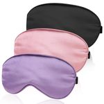 3 Pack Satin Sleep Mask Super Soft Eye Mask Sleep with Adjustable Strap, Comfortable Blackout Eye Mask for Sleeping, Reusable Eye Mask for Women Men Night Sleep(Black + Pink + Dark Purple)