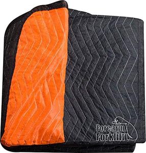 Forearm Forklift FFBMB Full Size Heavy Weight Quilted Moving Blanket (84 lb/dz), 72" x 80", Blaze Orange/Black